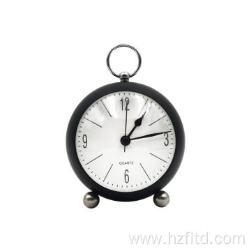 Plating Iron Metal Round Alarm Clock Needle Type Quartz Alarm Clock